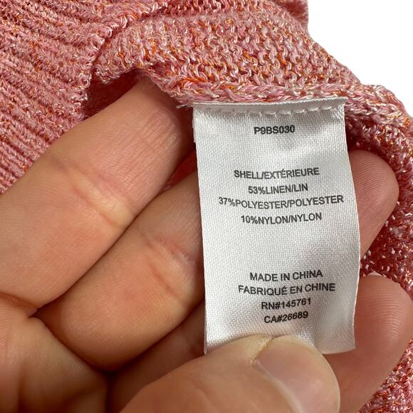 Parker Light Red Deep V Collared Knit Sweater - Picture 4 of 8